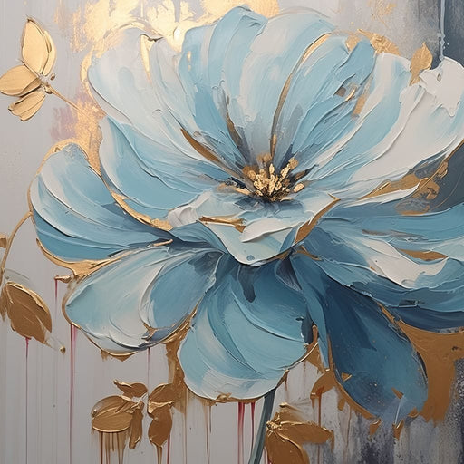 Golden Petals in Turquoise Bloom Canvas Print