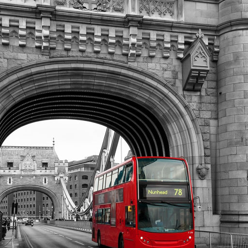 Red Bus Passing on the Tower Bridge Canvas Print