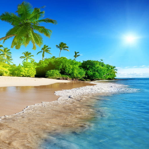 Tropical Day At The Beach - Canvas Print - gorgeous wall art of a beautiful tropical island - this genuine work of art is the perfect centerpiece for your cozy home | NicheCanvas