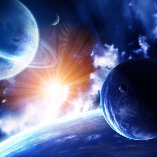 Space Flare - Canvas Print - 5 panel wall art featuring the beautiful outer space - this high quality canvas painting is a great addition to your home or office | NicheCanvas