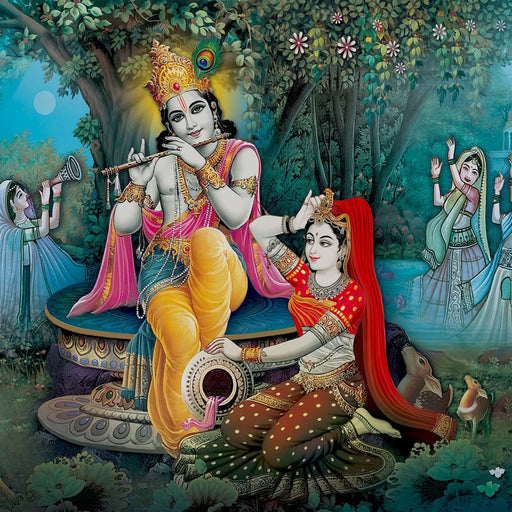 Radha & Krishna Love Tree Canvas Print