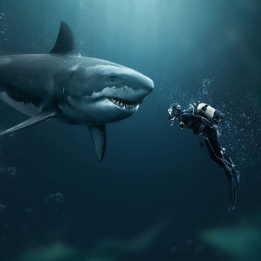 Shark Meets Diver - Zenzdesign Canvas Print