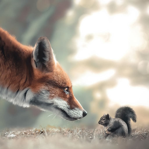 Fox Meets Squirrel - Zenzdesign Canvas Print