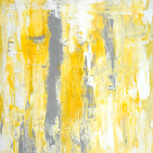 Grey & Yellow Abstract Art Painting Canvas Print
