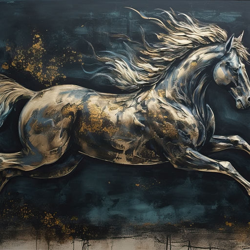 Gilded Running Horse Canvas Print