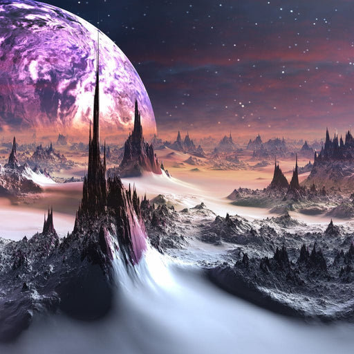 Glacial Moon - Canvas Print - stunning 5 panel wall art of a winter moon - hang this beautiful home decor and it will surely take you to another dimension | NicheCanvas