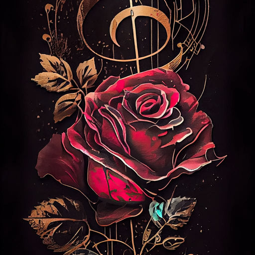 Red Rose & Musical Notes Canvas Print