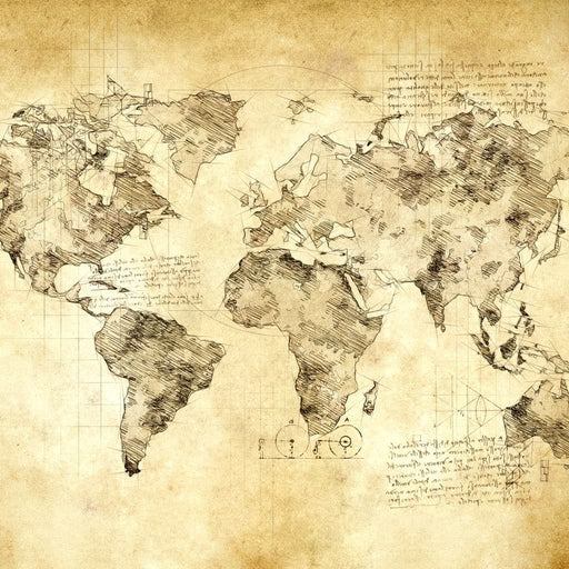 World Map Da Vinci - Mateo Canvas Print