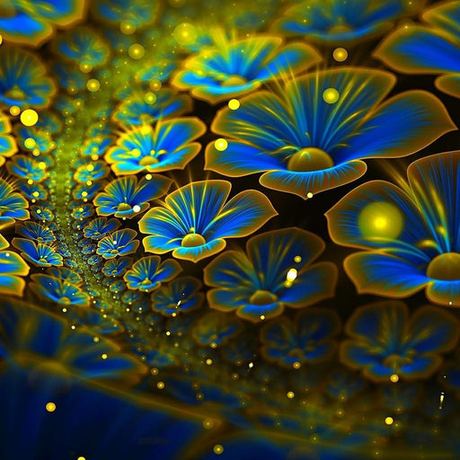 Blue Digital Flowers Set - Canvas Print - stunning wall art of a floral painting - this flower wall art is the perfect addition to your bedroom | NicheCanvas