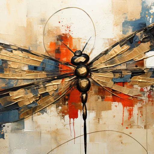 Golden Royal Geometric Harmony Dragonfly - Wildrose Creations Canvas Print