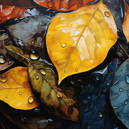 Autumn Dew on Amber Foliage Canvas Print