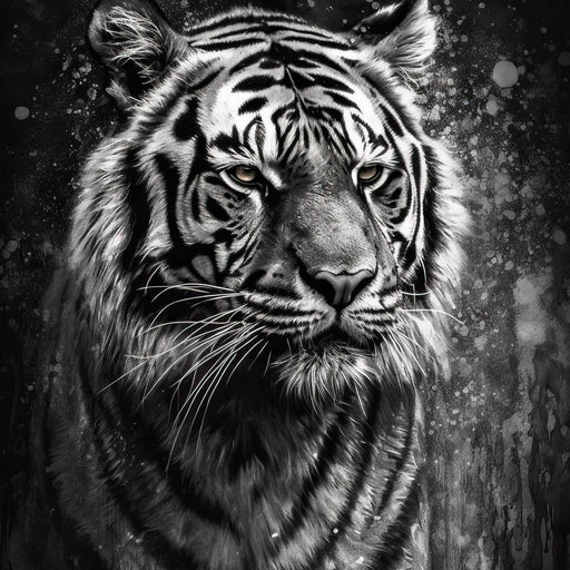 Tiger in Black & White Canvas Print