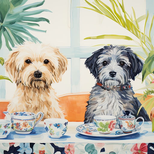 Teatime Tails and Blossoms Canvas Print