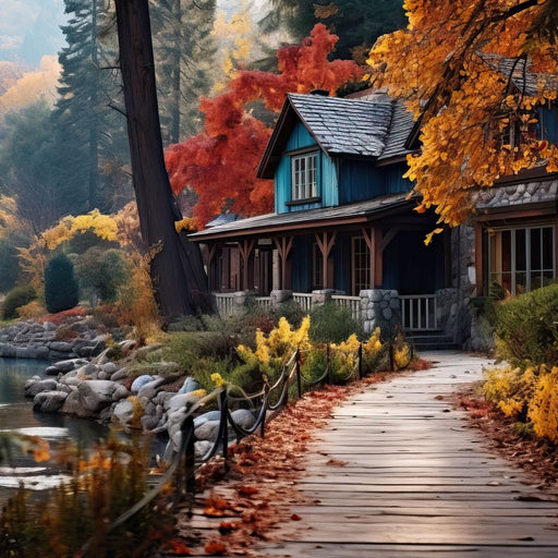 Blue House in the Woods Canvas Print