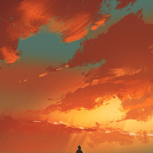 Admiring the Sunset vertical height canvas sea art