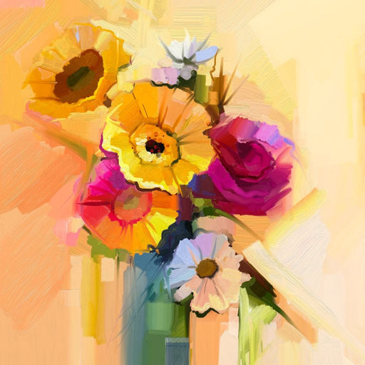 White Yellow & Red Flower Bouquet Canvas Print