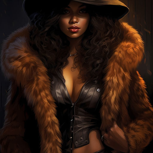 African Woman in Flame-Colored Fur Canvas Print