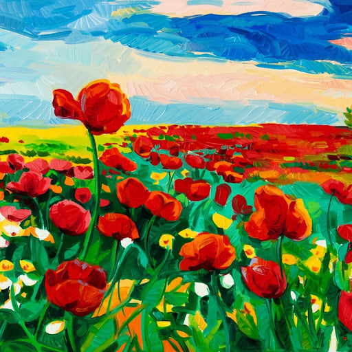 Field of Red Poppies Canvas Print