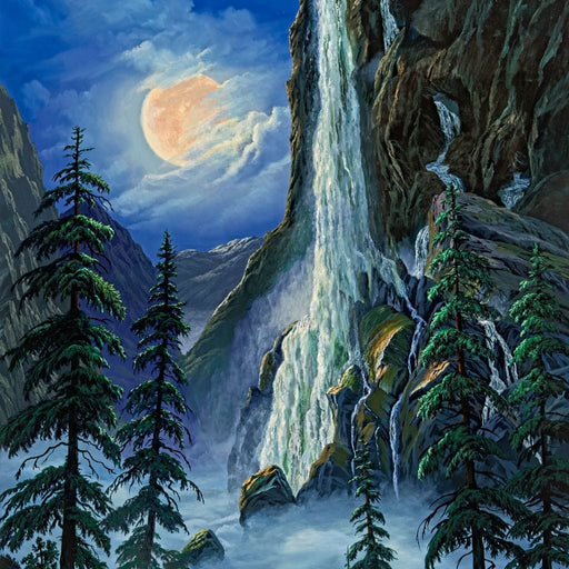 Moonlight Waterfall - Frank Kecskes Canvas Print