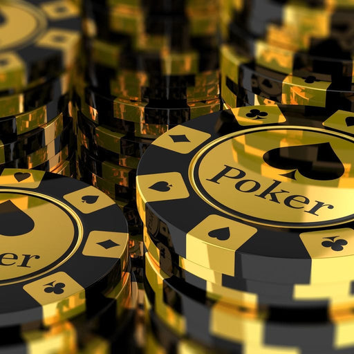 Poker Chips - Canvas Print - unique wall art of the golden poker chips ready to hang - this wall decor is perfect for you entertainment room | NicheCanvas