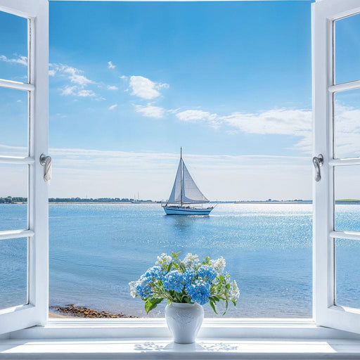 Azure Breeze Window View Canvas Print