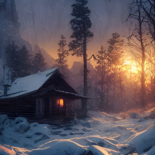 Warm Cabin Covered in Snow Canvas Print