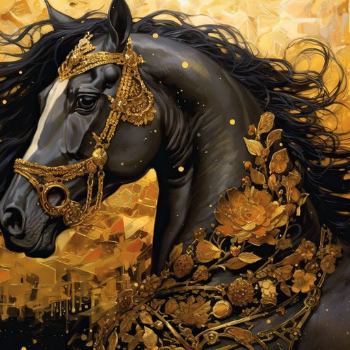 Gilded Black Horse Canvas Print