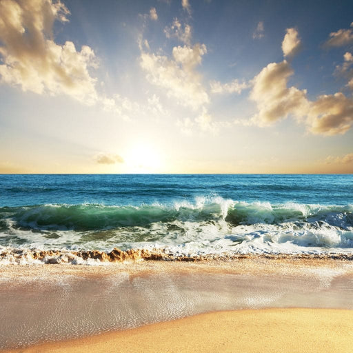 Diamond Beach - Canvas Print - relaxing wall art of the beautiful blue beach and the amazing sunset - this home decor is the perfect gift for anyone who loves the beach | NicheCanvas