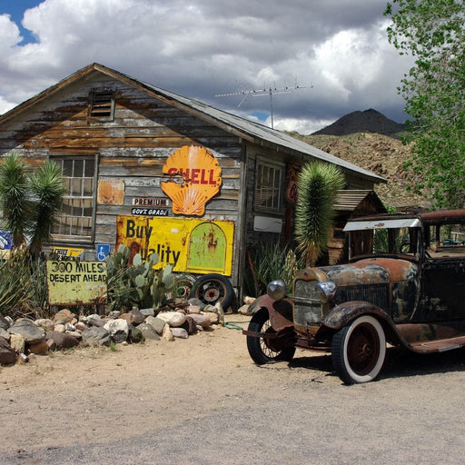 Old Car by Route 66 Canvas Print