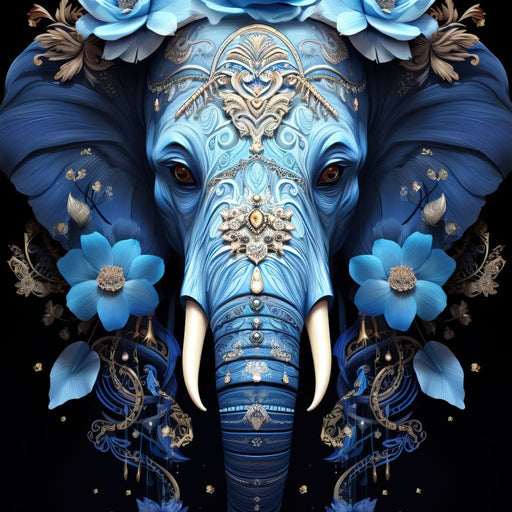 Elephant Bloom in Mystic Blue Canvas Print