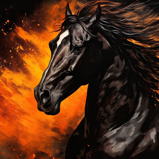 Stallion Amidst Ember Blaze Canvas Print