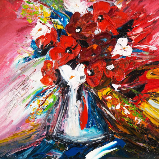 Red Flowers Bouquet Canvas Print