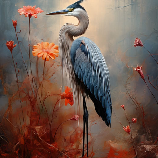 Autumn Heron Feathered Dawn Canvas Print
