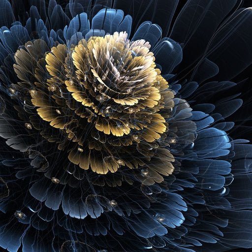 Dark Blue Digital Flower - Canvas Print - blue wall art of a botanical print perfect for your home - this art canvas will surely add a touch of class to the space | NicheCanvas