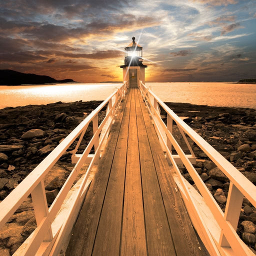 Marshall Point Lighthouse - Canvas Print - beautiful wall art of the lighthouse covering the sunset - this stunning home decor makes an elegant gift | NicheCanvas