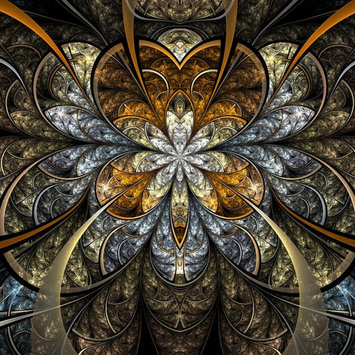 Digital Yellow Fractal Flower - Canvas Print - unique 5 panel wall art of a beautiful gold fractal - this art painting makes a great addition to your home and office | NicheCanvas