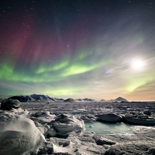 Arctic Winter Landscape - Canvas Print - artice winter wall art of the northern lights - this canvas painting would make a great addition to any space looking for a little extra aesthetic flair | NicheCanvas