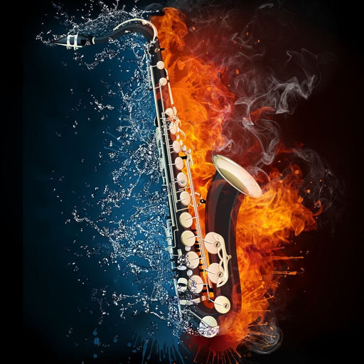 Fire & Water Saxophone Canvas Print
