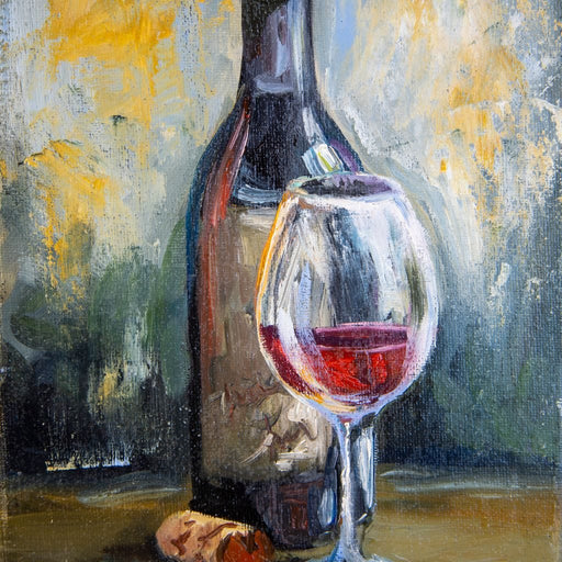 Bottle & Glass of Wine Canvas Print