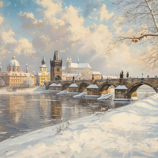 Winters Golden Glow Over Prague Canvas Print