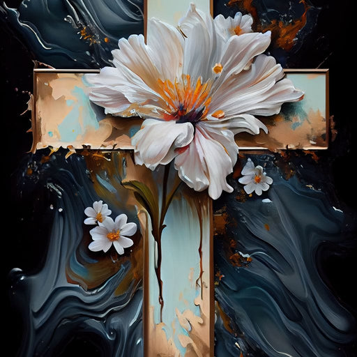 Floral Cross 02 - Neal Hackett Canvas Print