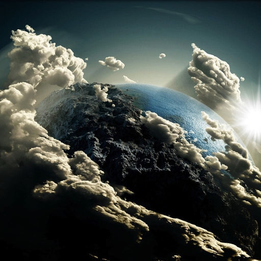 Majestic Earth - Canvas Print - photorealistic 5 panel wall art of the magnificent earth covered in clouds - this breathtaking wall print will draw attention to your guests | NicheCanvas