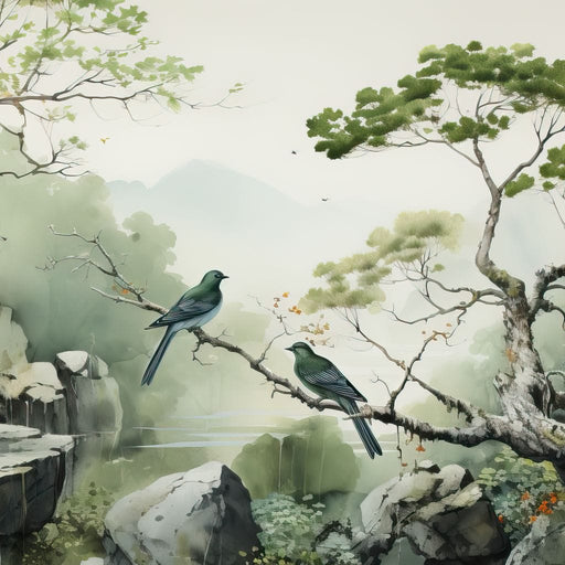 Misty Mountain Aviary Serene Canvas Print