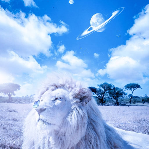 White Lion and Blue Butterfly - Gen Z Canvas Print