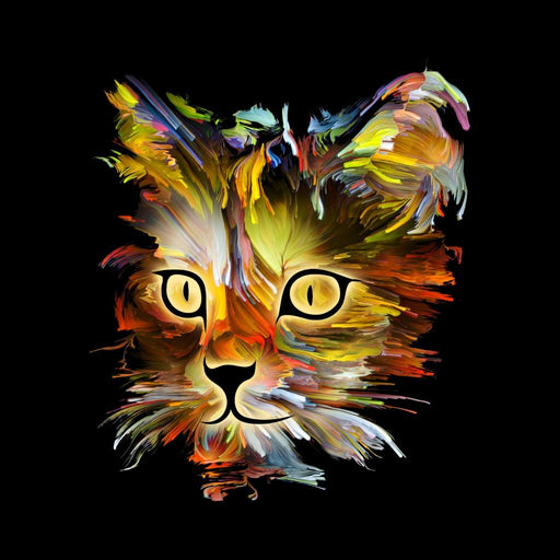 Colorful Cat on Black Background Canvas Print