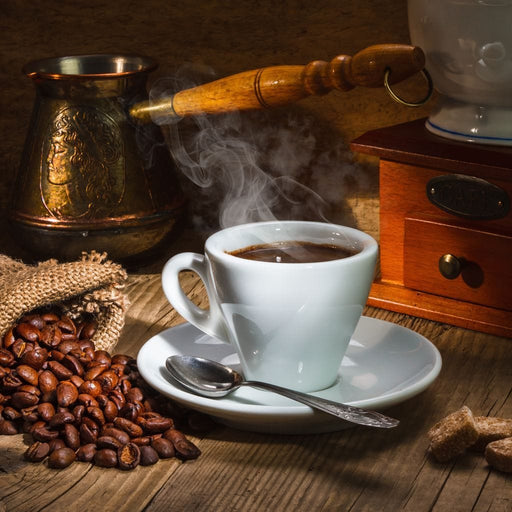 Rich Coffee - Canvas Print - photorealistic wall art of a hot coffee in a coffee cup - this canvas painting is perfect to hang in your kitchen | NicheCanvas