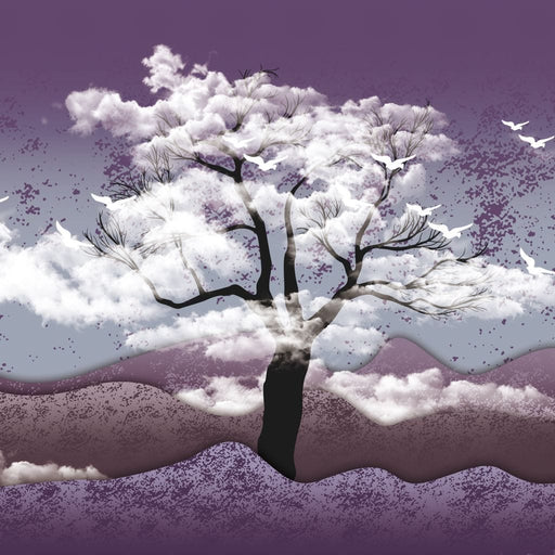 Purple Dream - Canvas Print - unique wall art of a withering tree painting covered in clouds - this art piece is the perfect focal point for any room | NicheCanvas