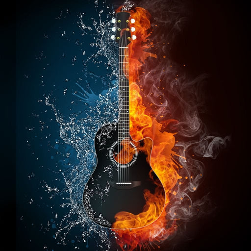 Fire & Water Guitar Canvas Print