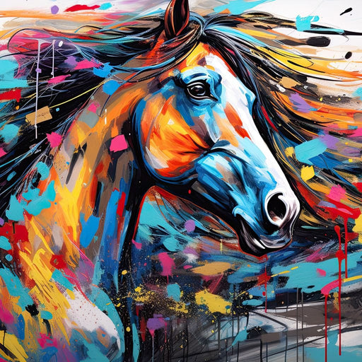 Vibrant Equine Mosaic Canvas Print