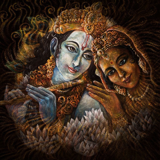 Radha & Krishna - Canvas Print - this unique 5 panel wall art is made of high quality canvas and ink - give this stunning wall painting to someone you love | NicheCanvas